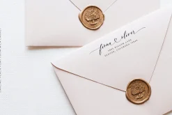 Darling Peach Wedding Heart Script