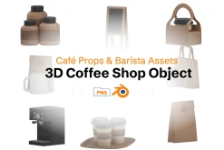 3D Café Props & Barista Assets