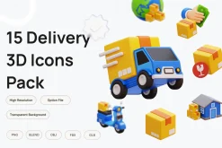 3D Delivery Icon Set for Web & App