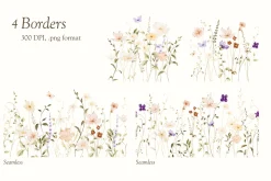 Delicate Watercolor Wildflowers