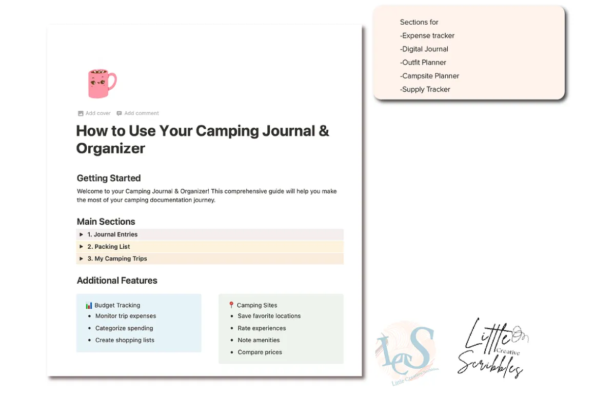 Digital Camping Journal & Organizer