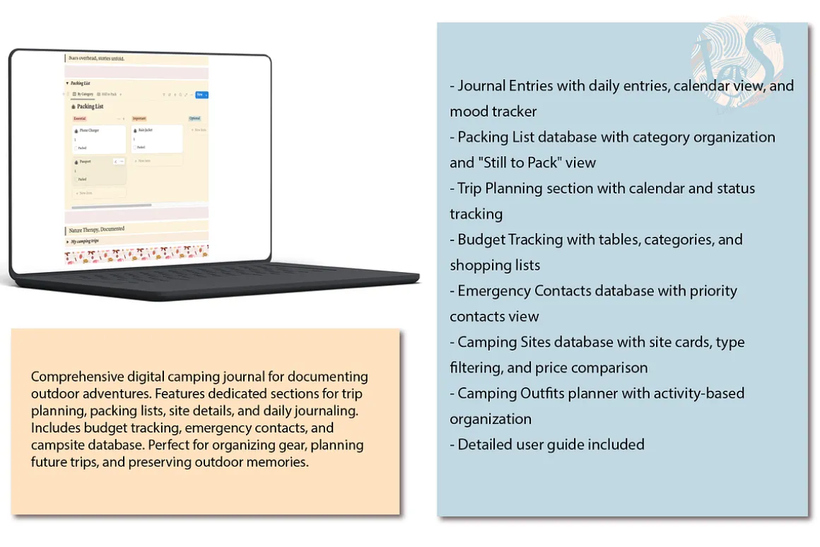 Digital Camping Journal & Organizer