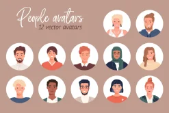 Diverse people avatars set