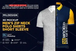 3D Mockup: Men's Zip Polo Shirts SS