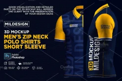 3D Mockup: Men's Zip Polo Shirts SS