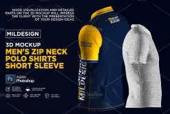3D Mockup: Men's Zip Polo Shirts SS
