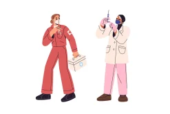Doctors and nurses, health set