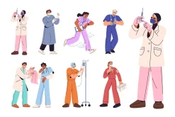 Doctors and nurses, health set