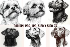 Dog Breed Pencil Sketches -Set 2