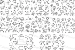 Doodle cartoon happy kids big bundle