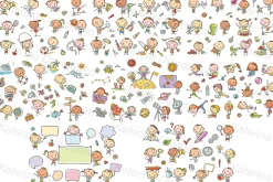 Doodle cartoon happy kids big bundle