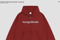 Double slide zip hoodie mockup