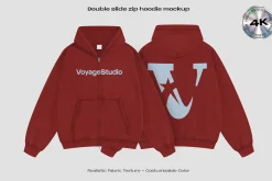 Double slide zip hoodie mockup