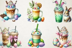 Easter Coffee Clipart Bundle