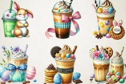 Easter Coffee Clipart Bundle