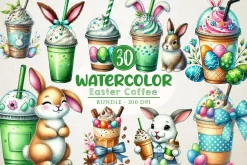 Easter Coffee Clipart Bundle