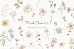 Easter Spring wildflower meadow set
