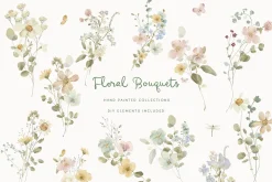 Easter Spring wildflower meadow set