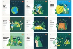 Ecology flat vector illustrations