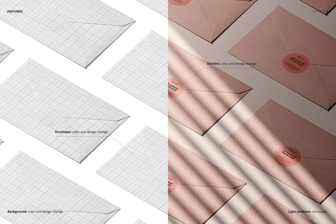 Envelopes with Sticker Mockup
