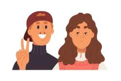 Face avatars of couples, friends set