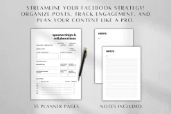 Facebook Planner Printable PDF