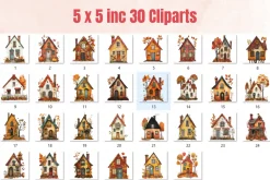 Fall House Mixed Media Clipart