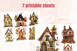Fall House Mixed Media Clipart