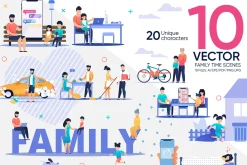 Family Time Vector Scenes