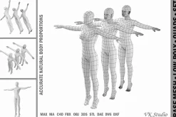 Female Body on Toes in T-Pose