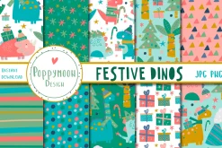 Festive Dinos paper set