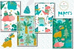 Festive Dinos paper set