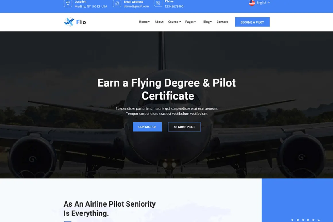 Flio - Flying Academy HTML Template