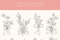 Floral Bows Vector Illustrations