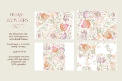 Floral wonders - 4 Seamless patterns