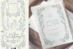 Floral wedding clip art artisan