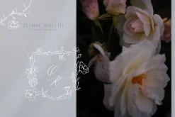 Floral wreath, flower monogram frame