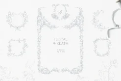 Floral wreath, flower monogram frame