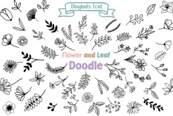 Flower and Leaf Doodle Dingbats Font