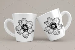 Flower anemone crown sketch