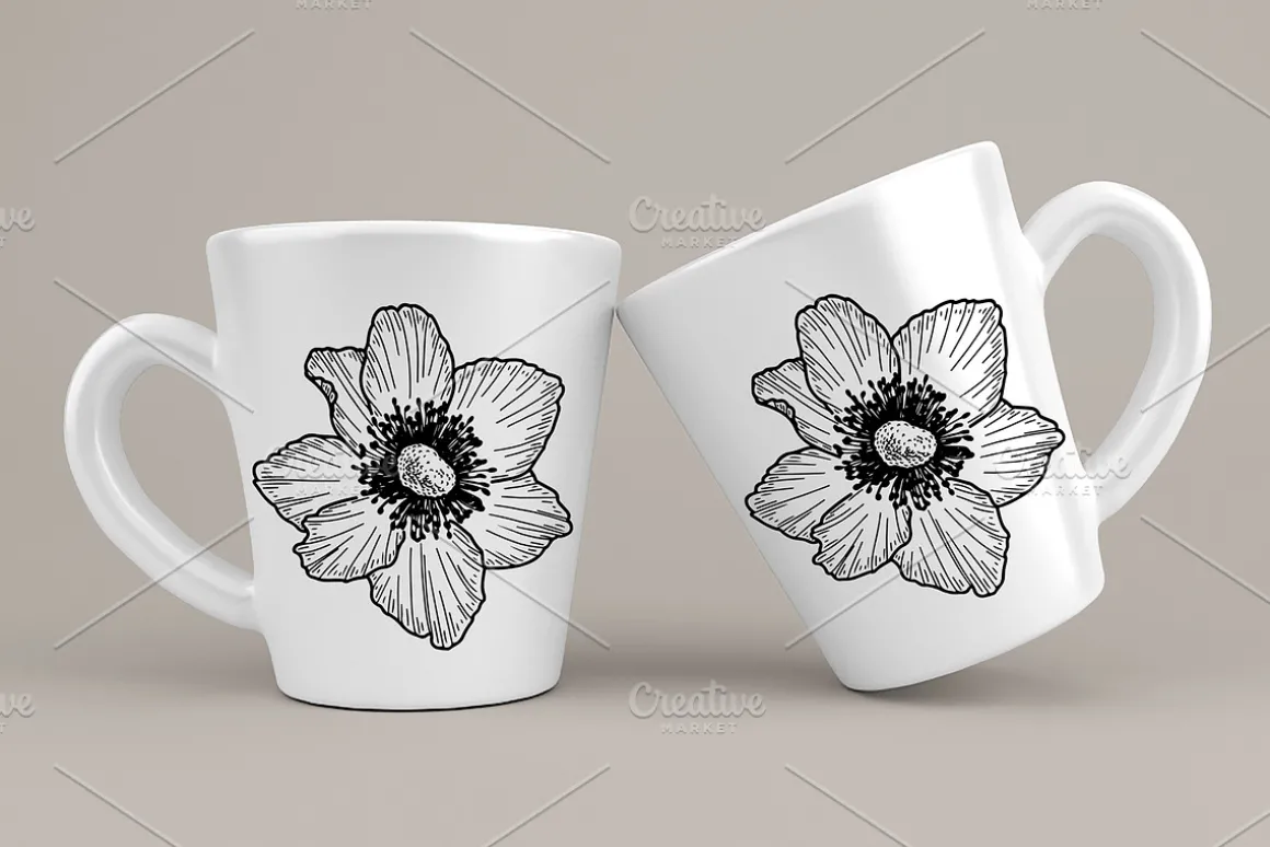 Flower anemone crown sketch