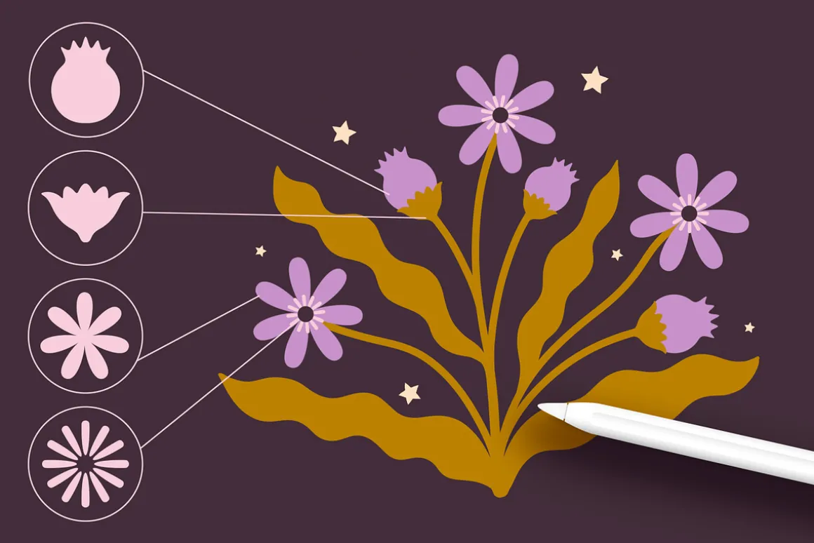 Flower Stamp Brushes for Procreate
