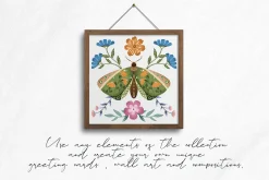 Flowery butterflies clipart set