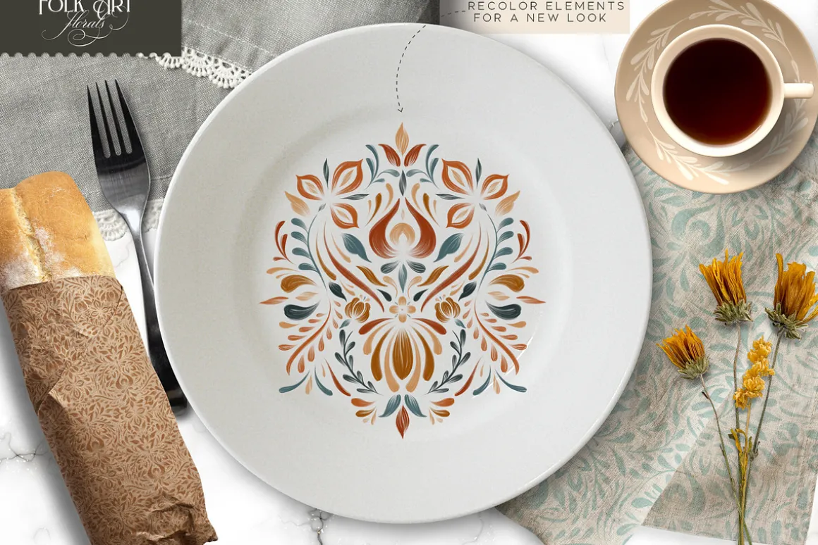 Folk Art Floral Procreate Brush Kit