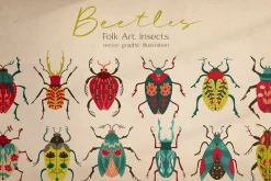 Folk art insects. Beetles collection