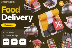 Food Delivery 3D Icons