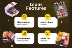 Food Delivery 3D Icons