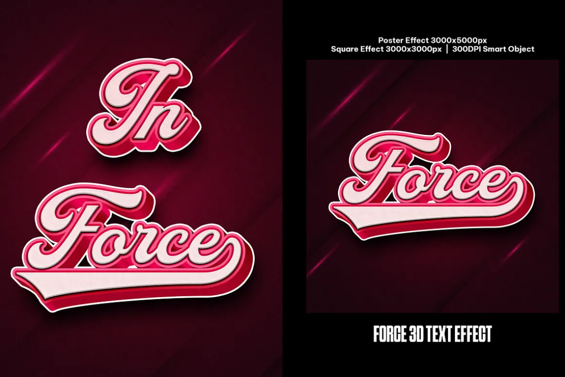 Force 3D Square, Poster Text Effect