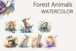 Forest animals set. Woodland fauna