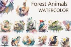 Forest animals set. Woodland fauna